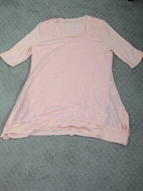 Soft Surroundings Size M Pale Peach Lined Short Sleeve Blouse